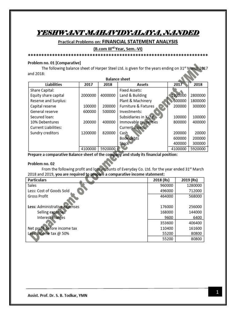 1 Practical Problems On Fsa | PDF | Balance Sheet | Income Statement