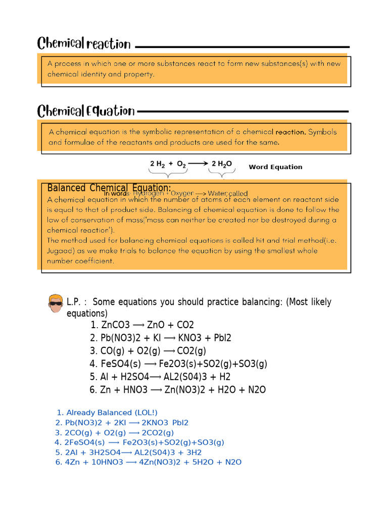 Balancing Chemical Reactions Guide | PDF | Redox | Chemical Reactions