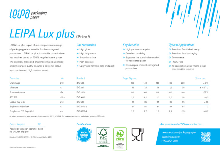LEIPA_Lux_plus_Specification | PDF