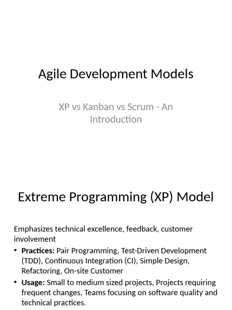 Agile Development Models: XP, Kanban, Scrum | PDF | Scrum (Software ...