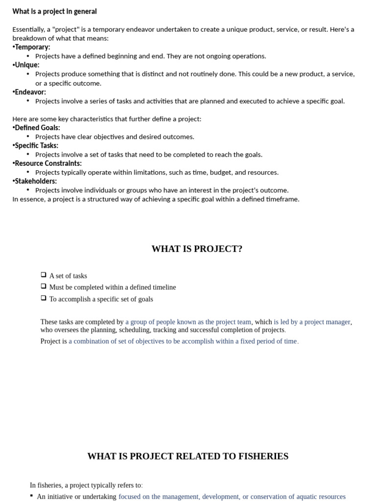 Understanding Project Fundamentals | PDF | Fisheries Management ...