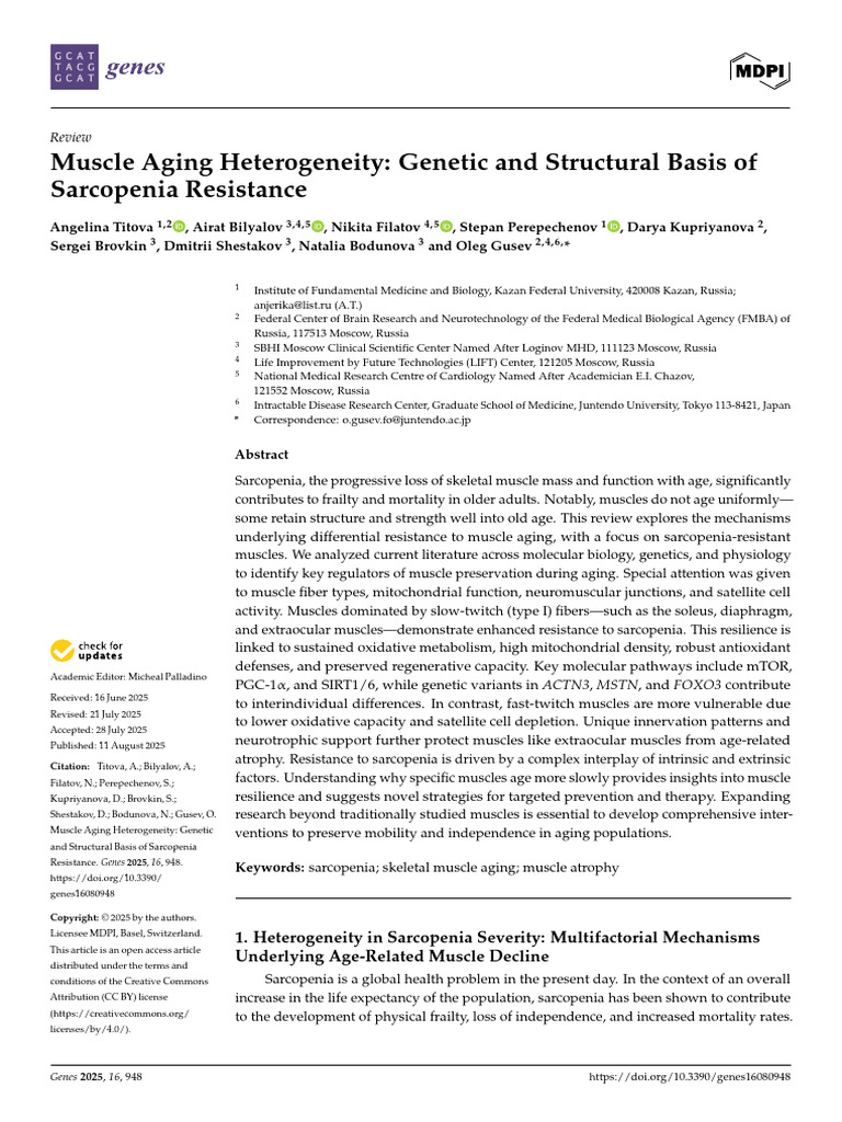Muscle Aging: Genetics of Sarcopenia Resistance | PDF | Skeletal Muscle ...