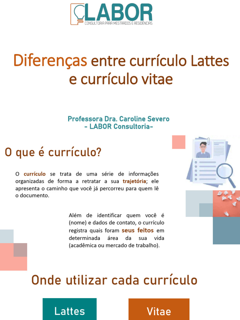 Currículo Lattes vs. Vitae: Diferenças Essenciais | PDF