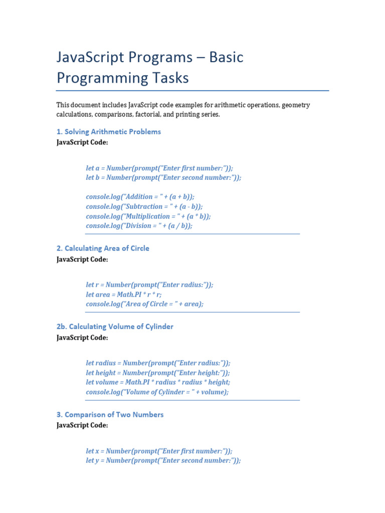 JavaScript Basics: Code Examples | PDF