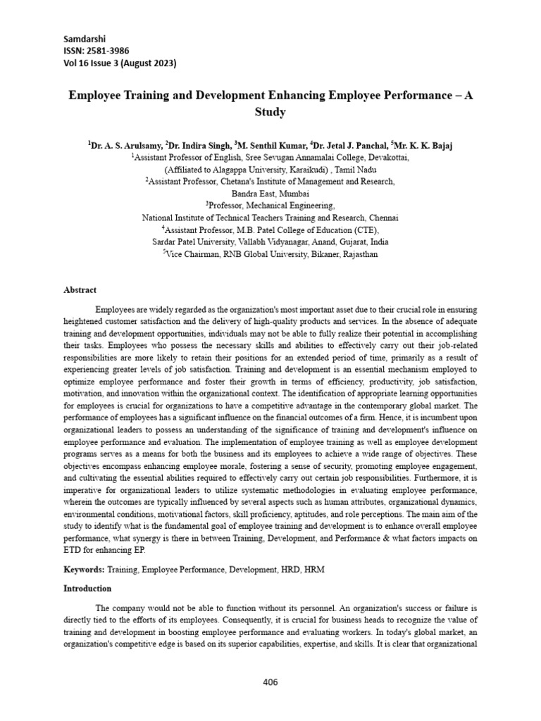 Enhancing Employee Performance Through Training | PDF | Employment ...