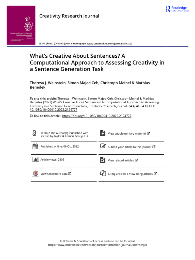 What S Creative About Sentences A Computational Approach To Assessing ...