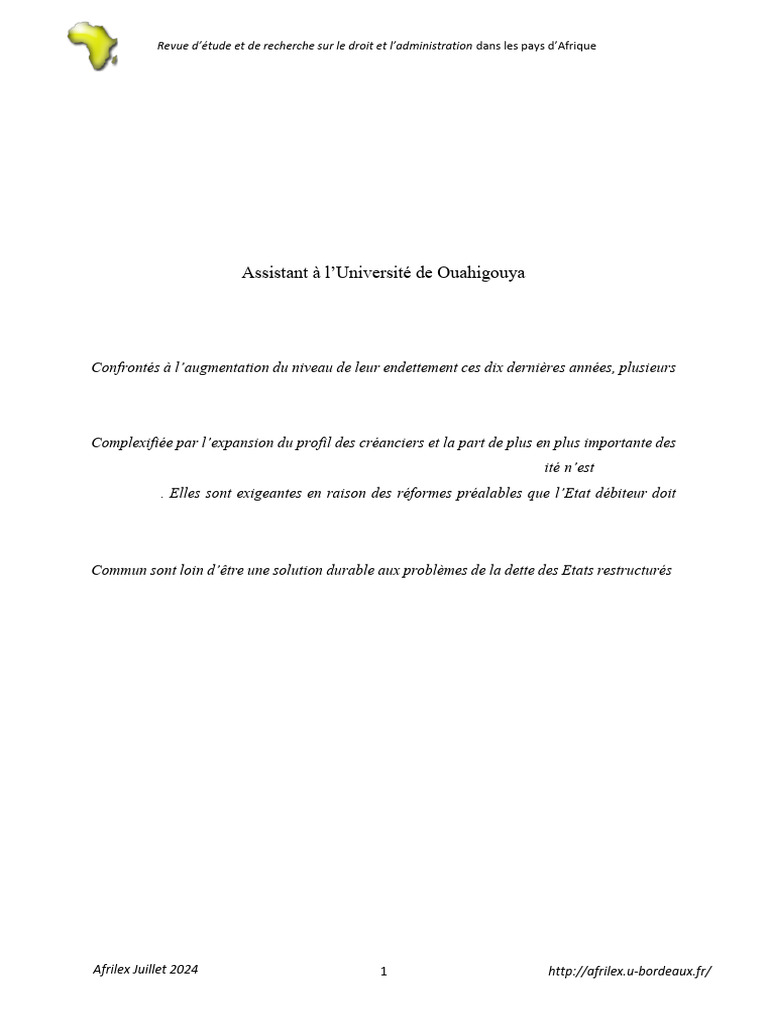 Restructuration de la dette en Afrique | PDF | Économie | Dettes