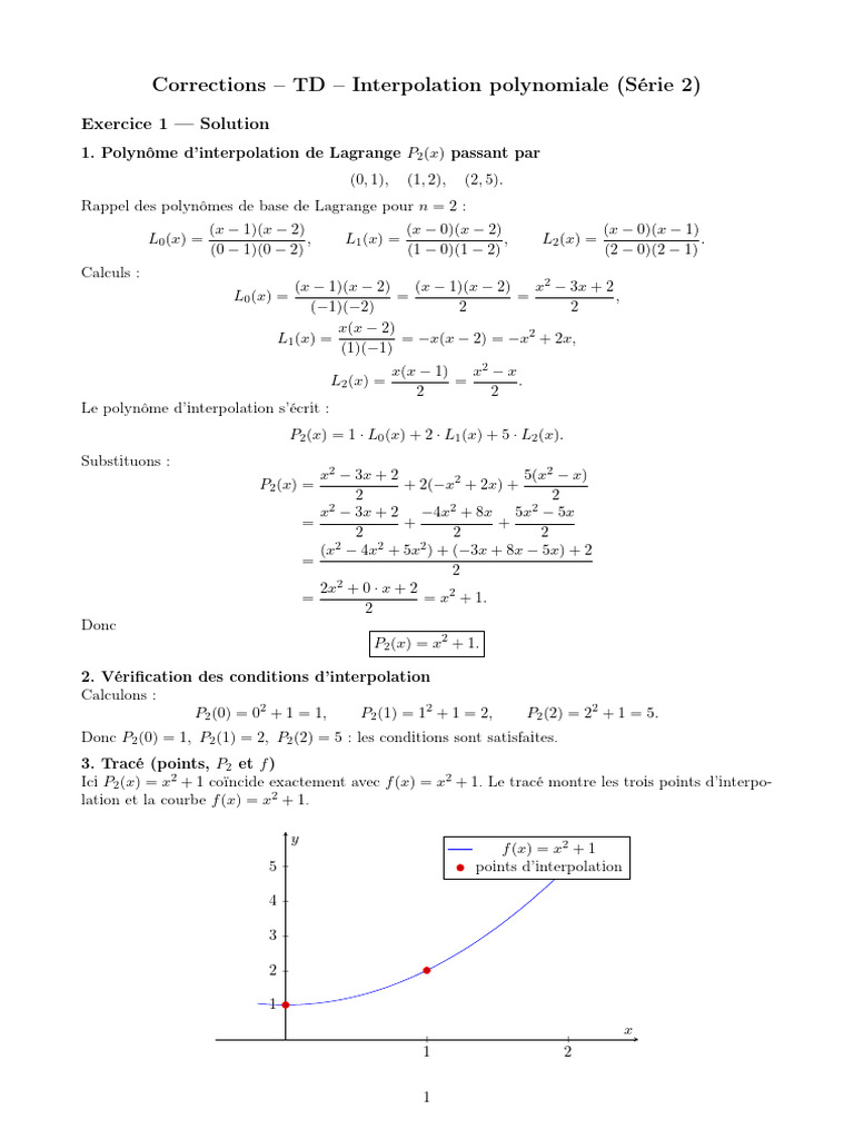 Corrections TD Interpolation Polynomiale | PDF | Interpolation ...