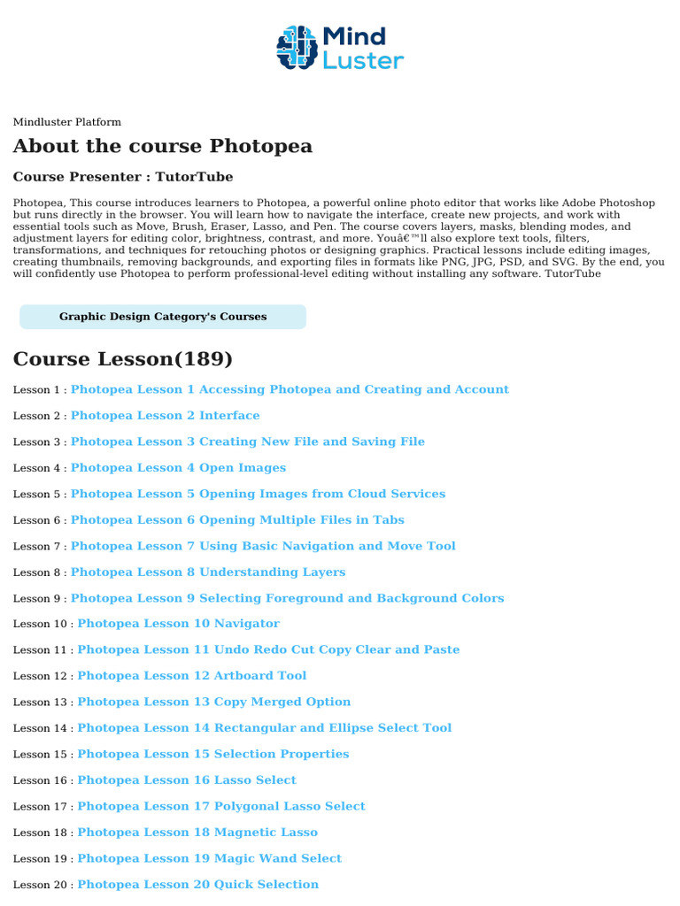 Learn Photopea: Online Photo Editing Course | PDF | Adobe Photoshop ...