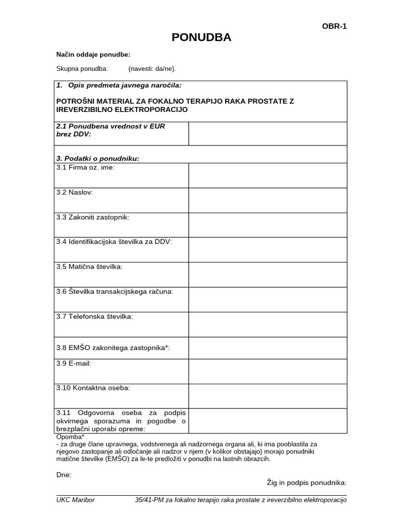 RD 05 Obrazec Ponudbe | PDF