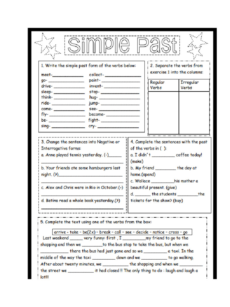 Simple Past Worksheet | PDF