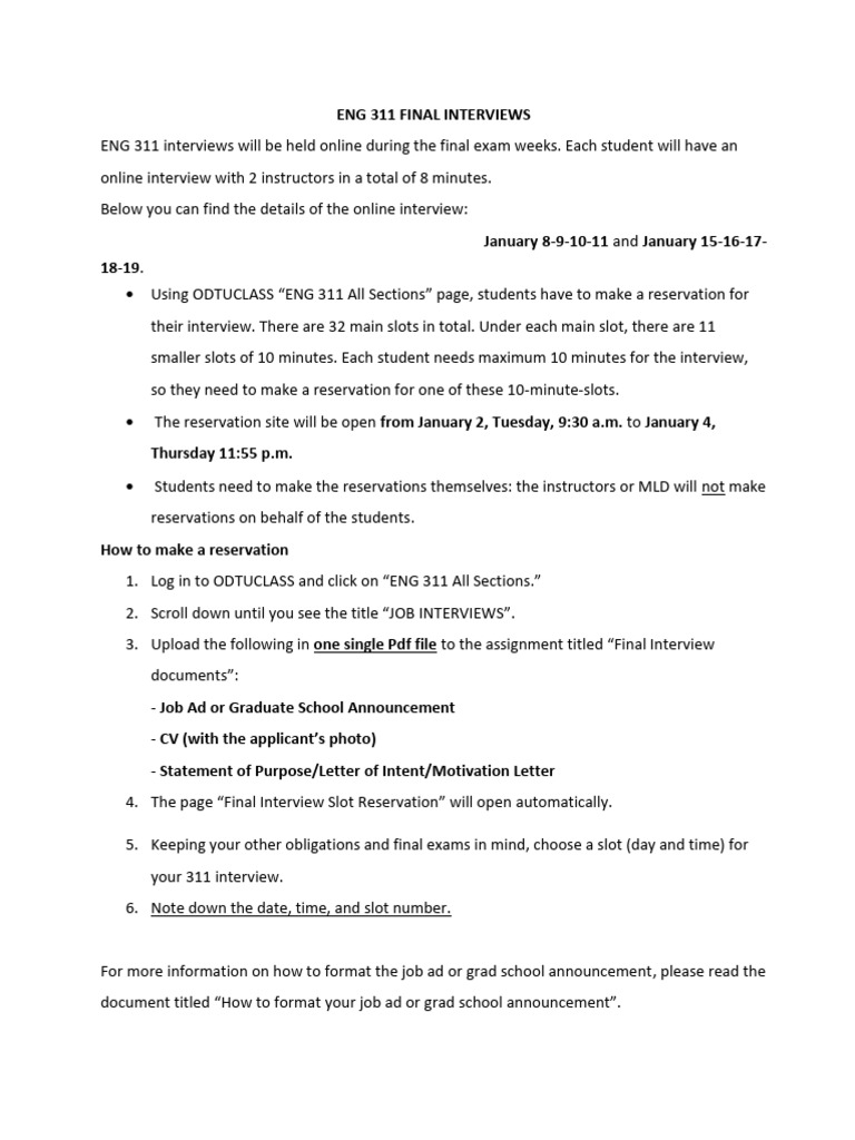 311 Online Interview Procedures | PDF