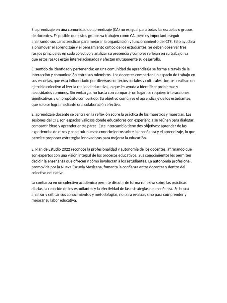 El Aprendizaje en Una Comunidad de Aprendizaje | PDF