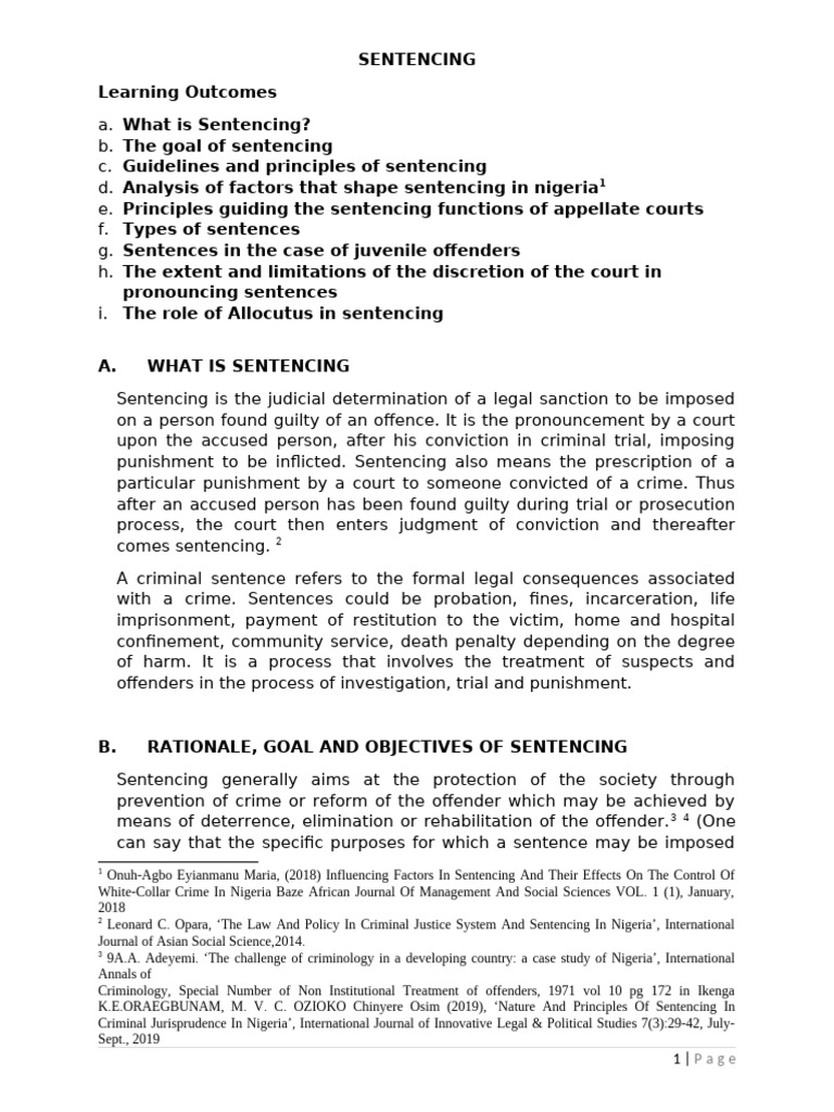 Understanding Sentencing in Nigeria | PDF | Sentence (Law) | Criminal ...