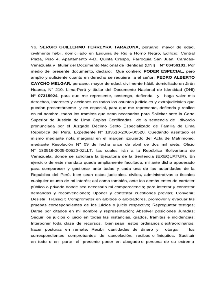 Poder Solicitar Exequatur. | PDF
