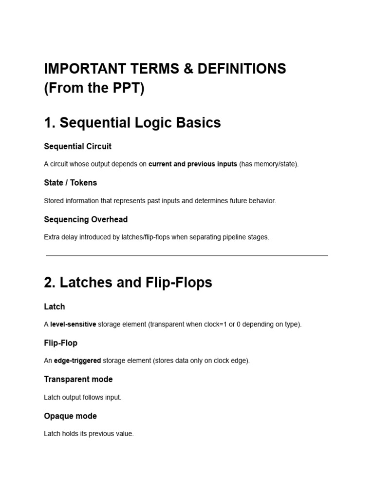 Key Terms in Sequential Logic Design | PDF | Dynamic Random Access ...
