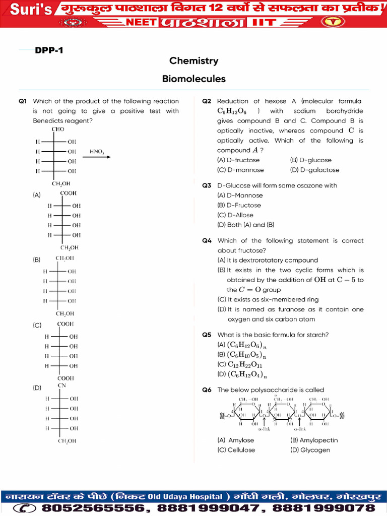 Pyq of biomolecules | PDF