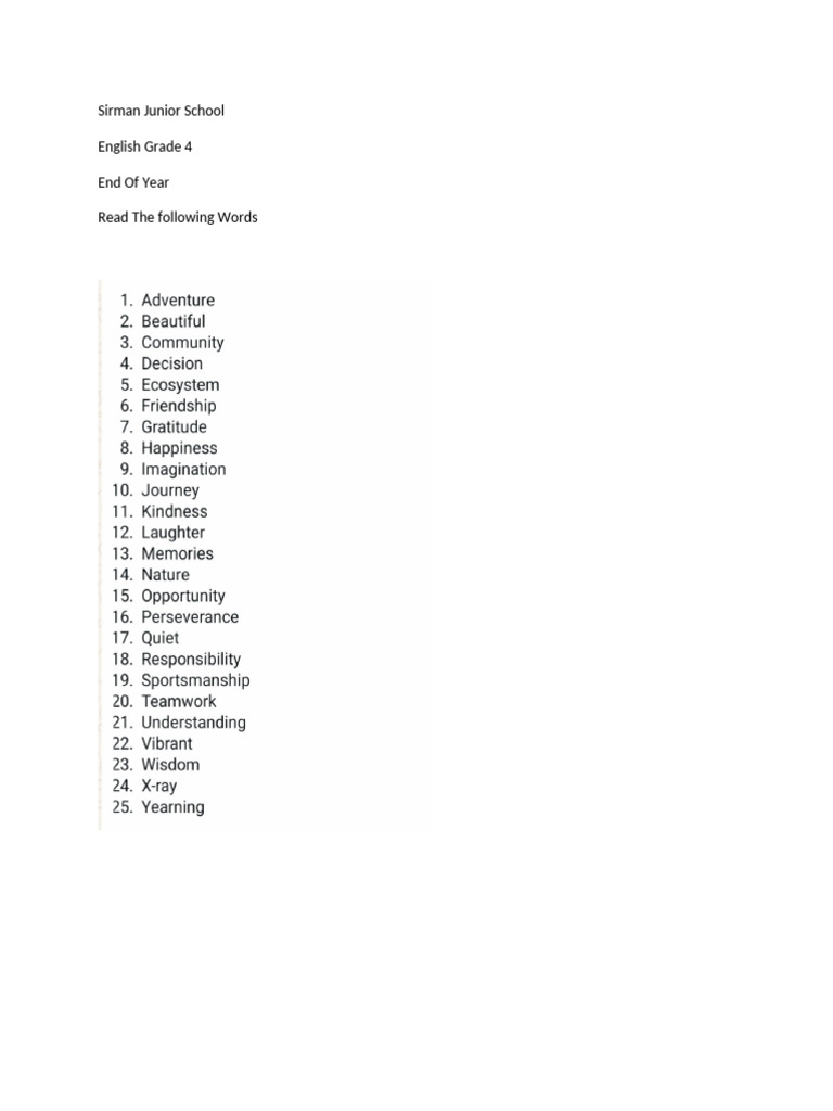 English Grade 4 Reading 2025 | PDF