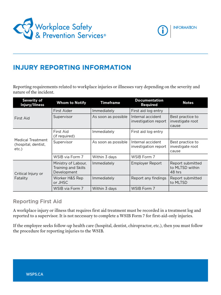 Injury Reporting Information | PDF | Occupational Safety And Health ...