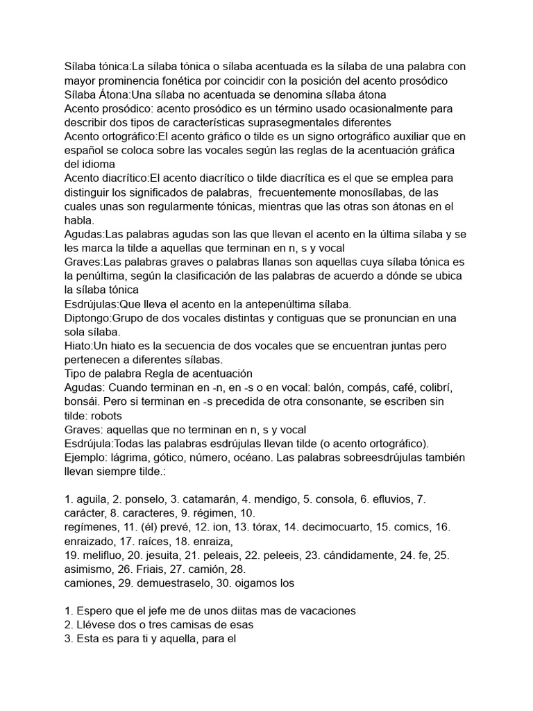 Reglas de acentuación en español | PDF | Voz humana | Fonética