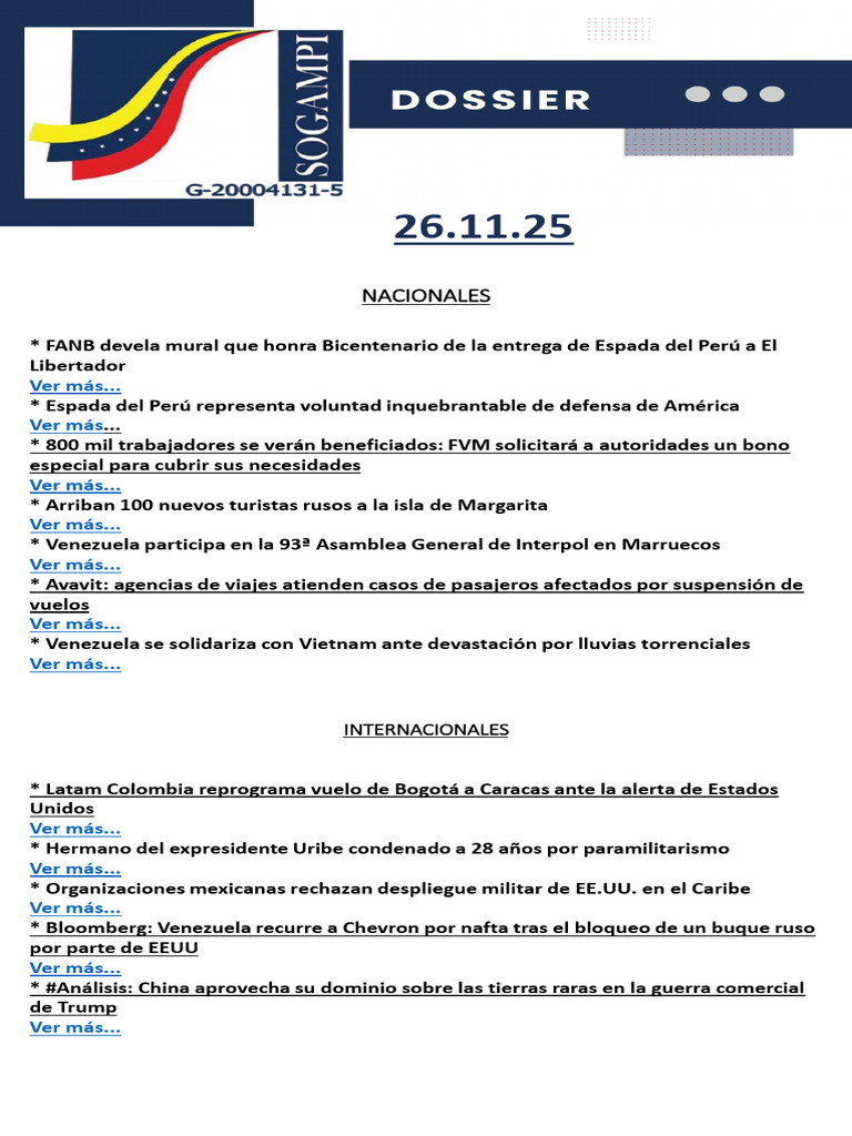 Dossier Informativo Económico 26.11. 25 | PDF