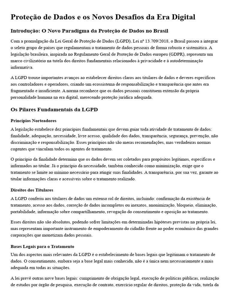 Desafios da LGPD na Era Digital | PDF | Privacidade de informações ...