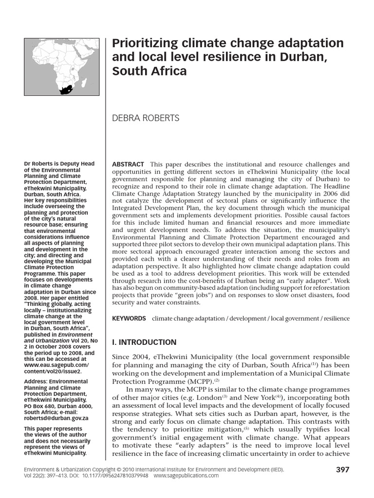 Durban's Climate Change Adaptation Strategy | PDF