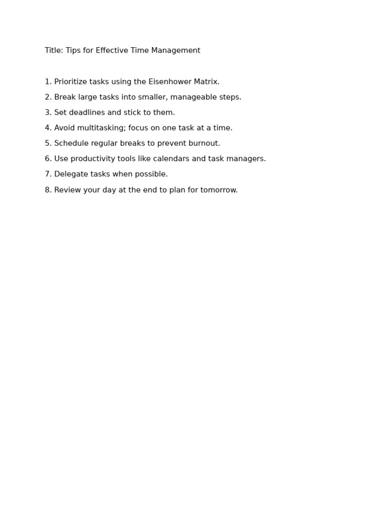 Effective Time Management Tips | PDF