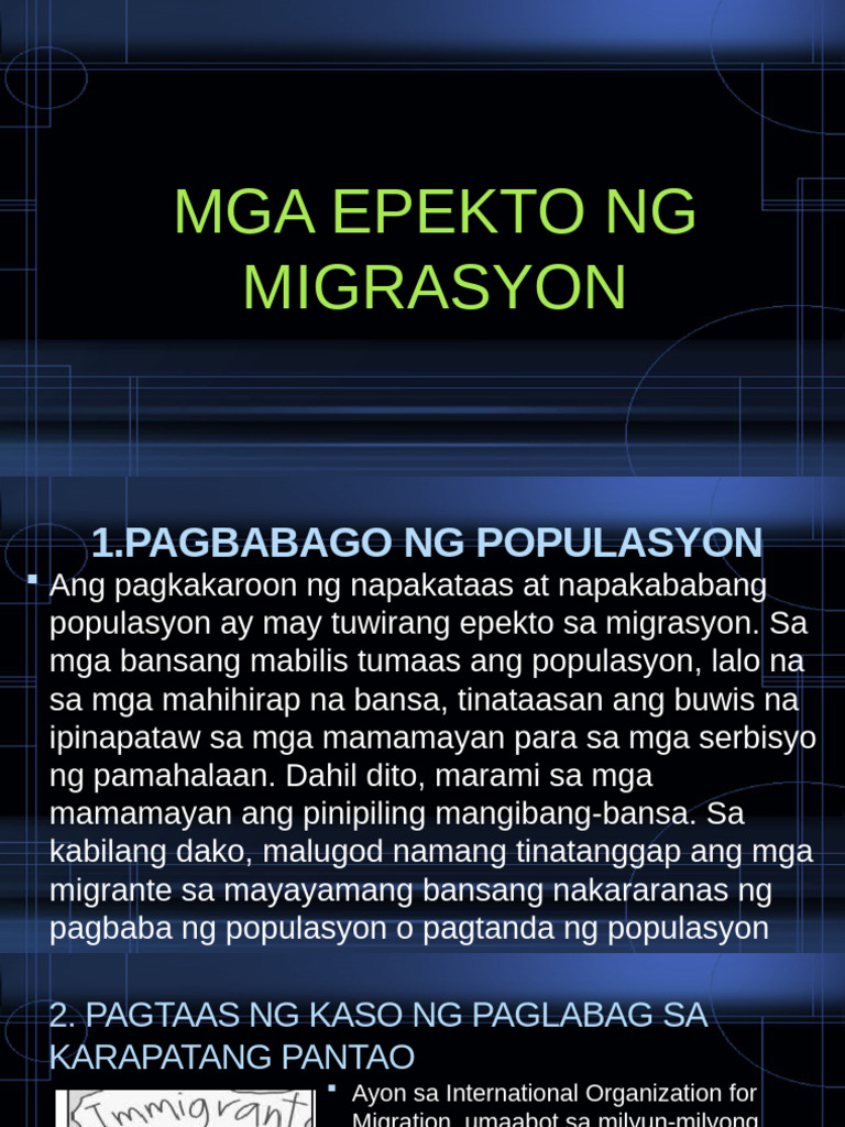 Epekto NG Migrasyon | PDF
