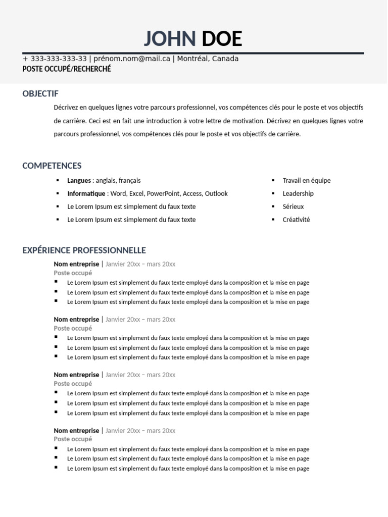CV de John Doe - Compétences et Expérience | PDF