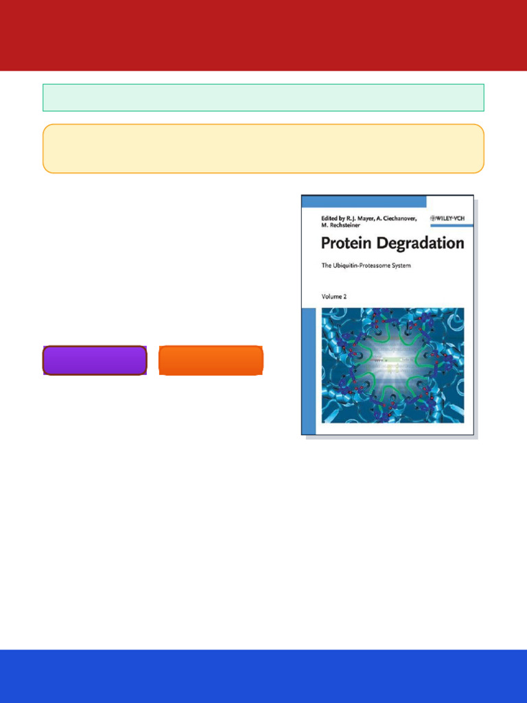 Protein Degradation The Ubiquitin Proteasome System 1st Edition R. John ...