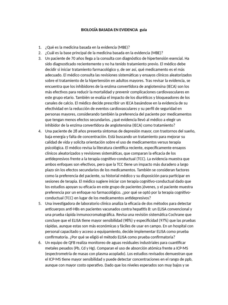 Guía de Medicina Basada en Evidencia | PDF | Terapia de conducta ...