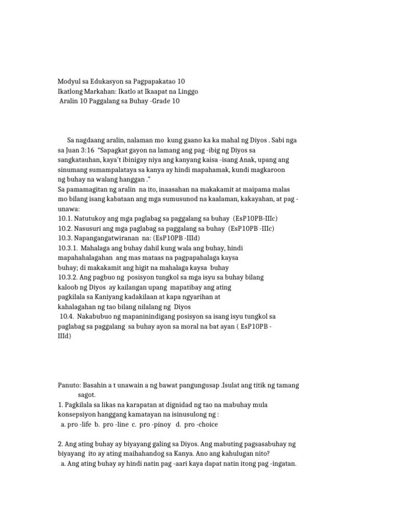 ESP 10 Q3 Weeks 3-4 | PDF