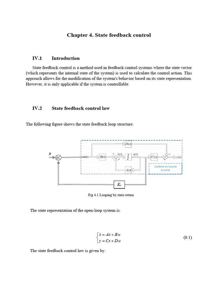 State Feedback Control Techniques | PDF | Matrix (Mathematics) | Linear ...