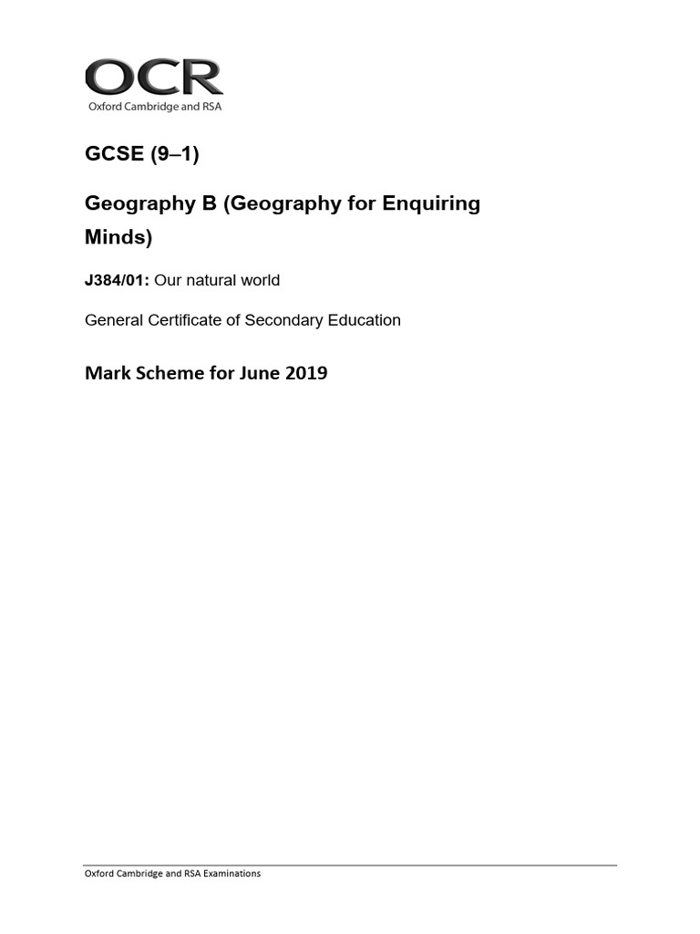 GCSE Geography B Mark Scheme 2019 | PDF | Plate Tectonics | Antarctica