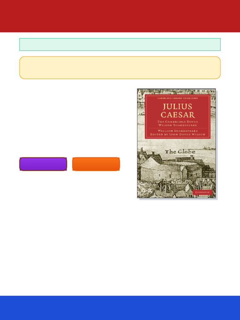 Julius Caesar The Cambridge Dover Wilson Shakespeare 15 1st Edition ...