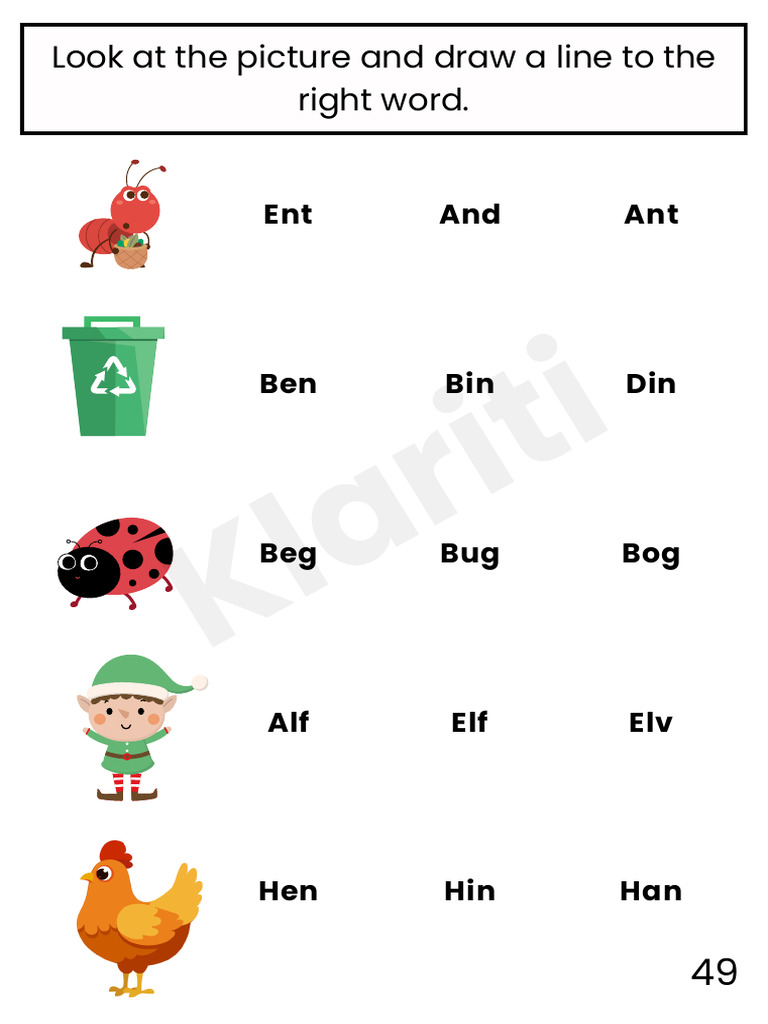 Word Completion and Matching Activity | PDF
