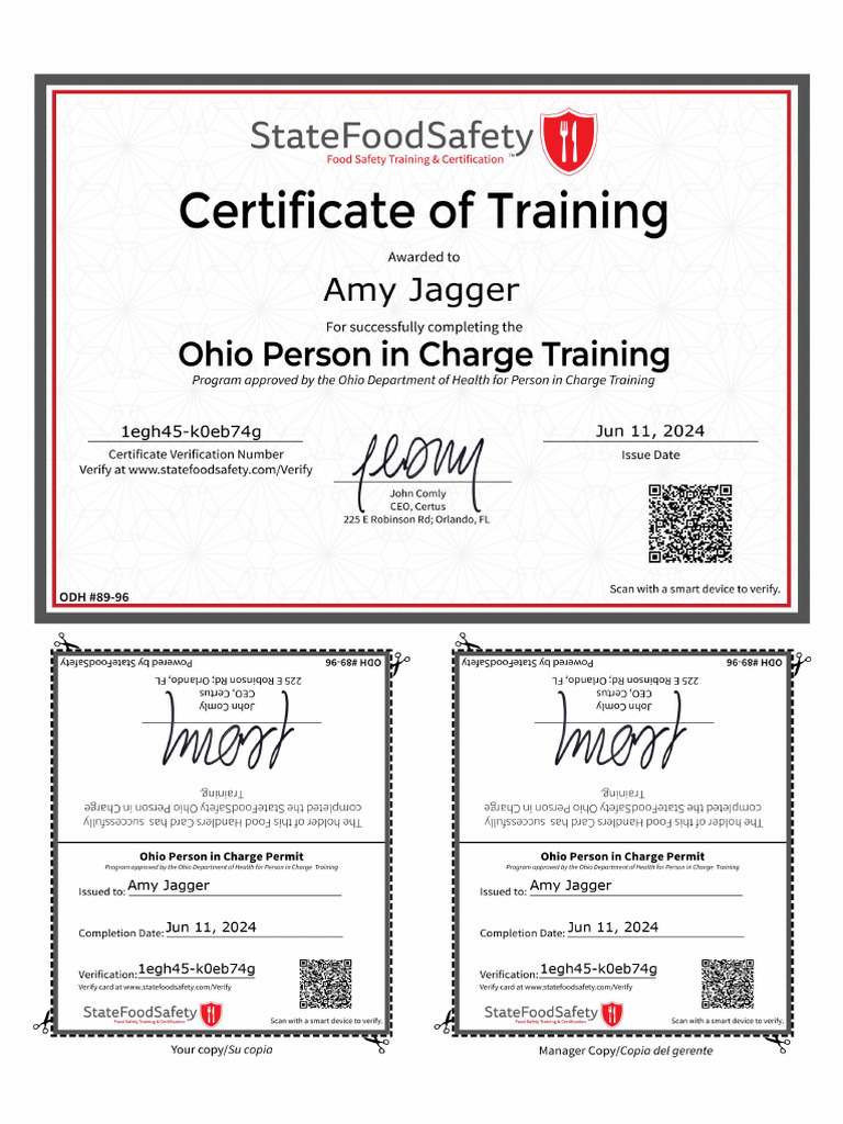 State of Ohio Person in Charge Training | PDF