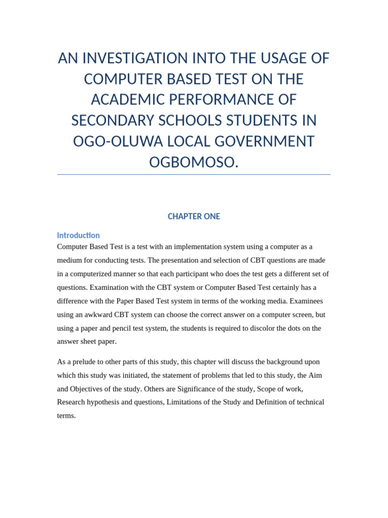 Impact of Computer-Based Testing on Nigerian Students | PDF | Anxiety ...