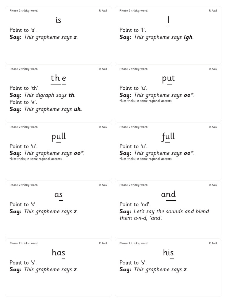 R Tricky Word Labels Ph2 1 | PDF | Orthography | Graphemes