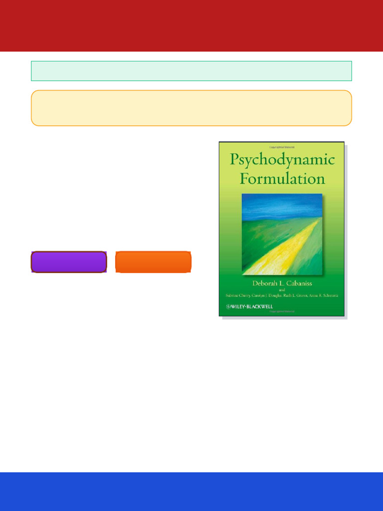 Psychodynamic Formulation 1st Edition Deborah L. Cabaniss Full Ebook ...