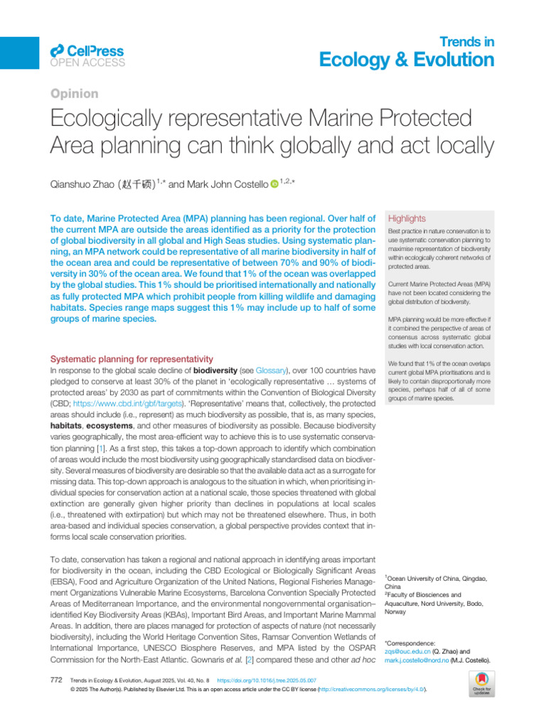 Marine Protected Area Planning Insights | PDF | Conservation Biology ...