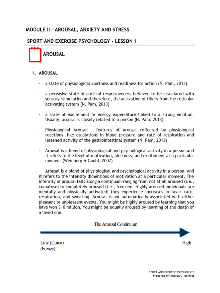 Arousal in Sports Psychology Explained | PDF | Anxiety | Affect ...