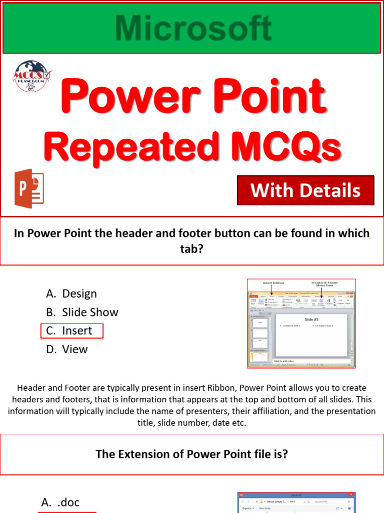 PowerPoint MCQs with Answers and Tips | PDF | Visual Basic For ...