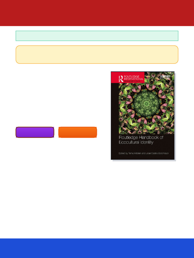 Routledge Handbook of Ecocultural Identity 1st Edition Tema Milstein ...