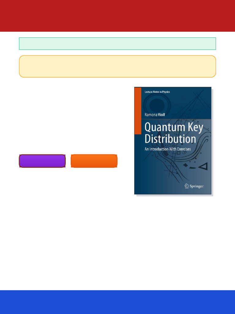 Quantum Key Distribution An Introduction With Exercises Ramona Wolf ...