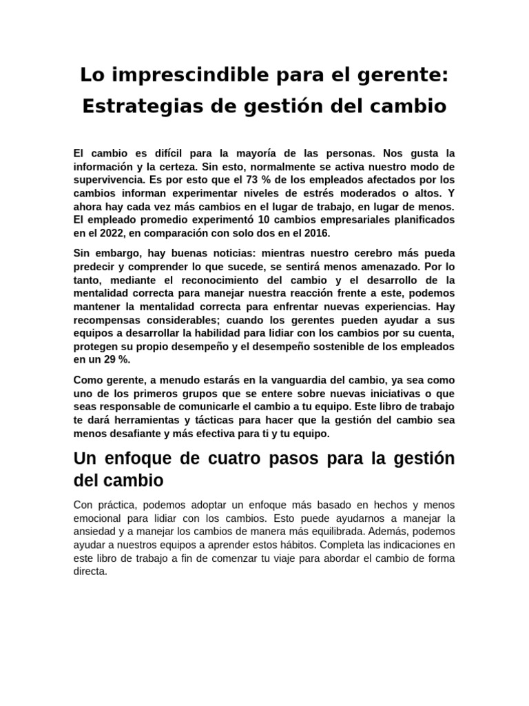Estrategias efectivas para gerentes en cambio | PDF | Inteligencia ...
