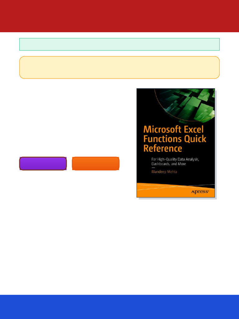 Microsoft Excel Functions Quick Reference: For High-Quality Data ...