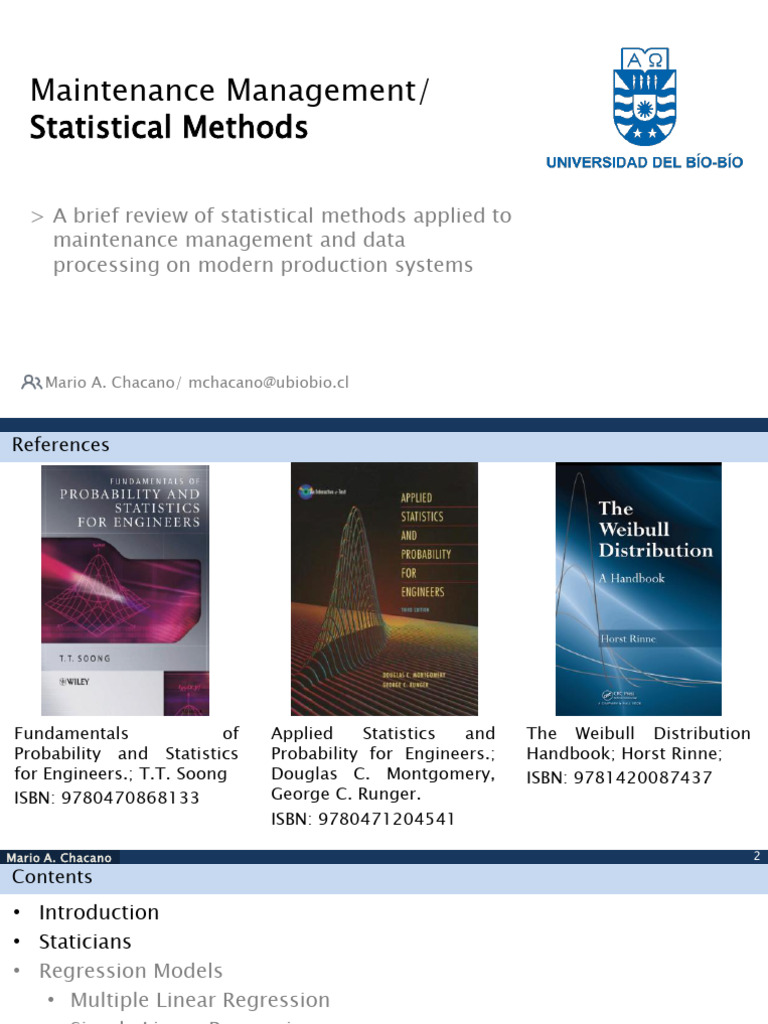 Statistical Methods in Maintenance Management | PDF | Statistics ...