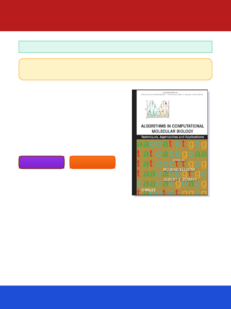 Algorithms in Computational Molecular Biology Techniques Approaches and ...